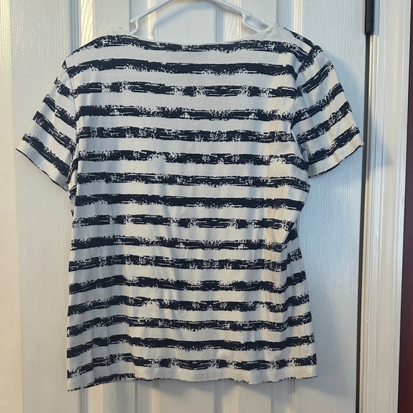 Karen Scott Navy and White Striped Tee with Star - Picture 4 of 4